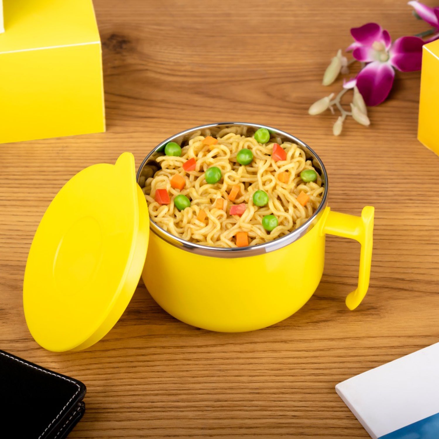 2933 Maggie Bowl with Lid and Handle, Soup Bowls for Easy Perfect Breakfast Cereals, Fruits, Ramen, Beverages,Essentials, Dishwasher Safe Double Layer DeoDap 2933 Maggie Bowl with Lid and Handle, Soup Bowls for Easy Perfect Breakfast Cereals, Fruits, Ramen, Beverages,Essentials, Dishwasher Safe Double Layer DeoDap